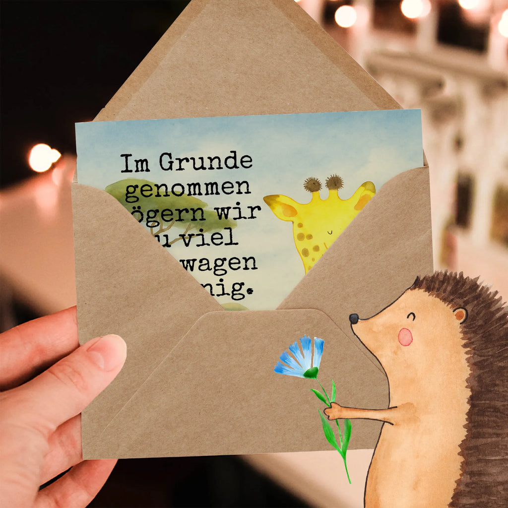 Deluxe Card giraffe Satisfied Design Karte, Grußkarte, Klappkarte, Einladungskarte, Glückwunschkarte, Hochzeitskarte, Geburtstagskarte, Hochwertige Grußkarte, Hochwertige Klappkarte, Afrika, Wildtiere, Giraffe, Zufrieden, Glück, Abenteuer