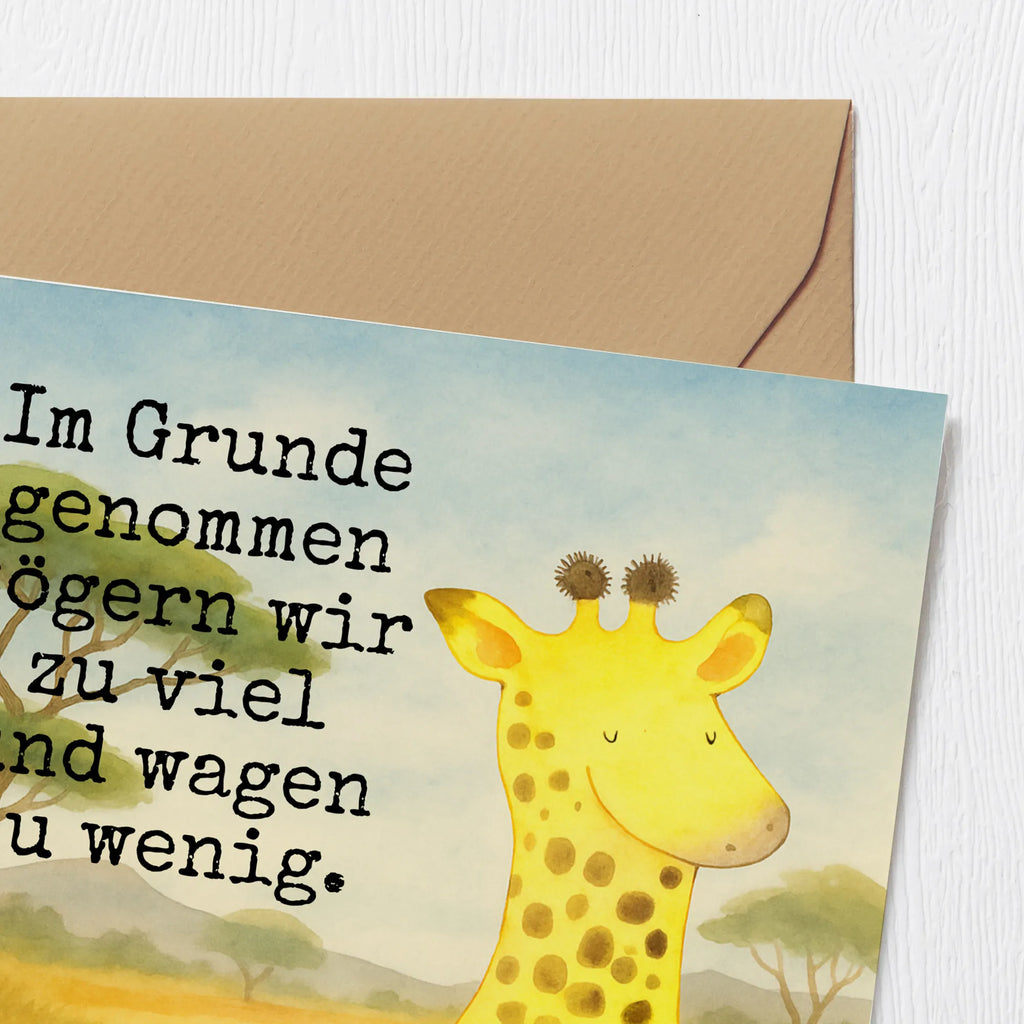 Deluxe Card giraffe Satisfied Design Karte, Grußkarte, Klappkarte, Einladungskarte, Glückwunschkarte, Hochzeitskarte, Geburtstagskarte, Hochwertige Grußkarte, Hochwertige Klappkarte, Afrika, Wildtiere, Giraffe, Zufrieden, Glück, Abenteuer