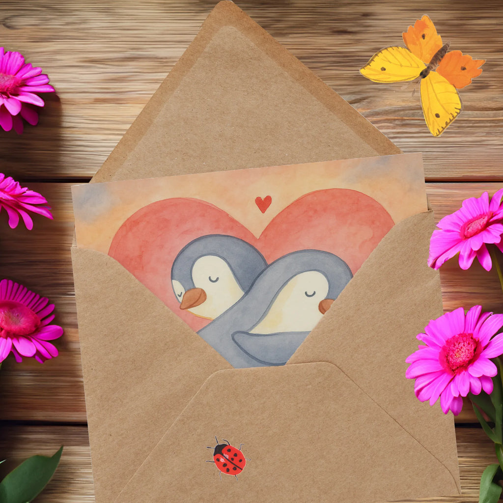 Deluxe Karte Pinguine Kuscheln Design Karte, Grußkarte, Klappkarte, Einladungskarte, Glückwunschkarte, Hochzeitskarte, Geburtstagskarte, Hochwertige Grußkarte, Hochwertige Klappkarte, Liebe, Partner, Freund, Freundin, Ehemann, Ehefrau, Heiraten, Verlobung, Heiratsantrag, Liebesgeschenk, Jahrestag, Hocheitstag, Valentinstag, Geschenk für Frauen, Hochzeitstag, Mitbringsel, Geschenk für Freundin, Geschenk für Partner, Liebesbeweis, für Männer, für Ehemann