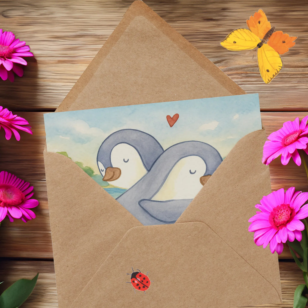Deluxe Karte Pinguine Kuscheln Design Karte, Grußkarte, Klappkarte, Einladungskarte, Glückwunschkarte, Hochzeitskarte, Geburtstagskarte, Hochwertige Grußkarte, Hochwertige Klappkarte, Liebe, Partner, Freund, Freundin, Ehemann, Ehefrau, Heiraten, Verlobung, Heiratsantrag, Liebesgeschenk, Jahrestag, Hocheitstag, Valentinstag, Geschenk für Frauen, Hochzeitstag, Mitbringsel, Geschenk für Freundin, Geschenk für Partner, Liebesbeweis, für Männer, für Ehemann