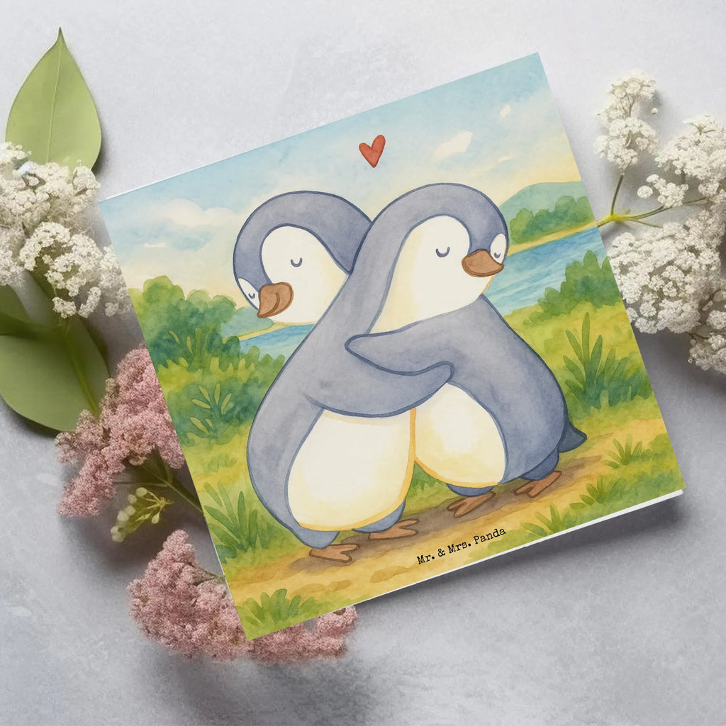 Deluxe Karte Pinguine Kuscheln Design Karte, Grußkarte, Klappkarte, Einladungskarte, Glückwunschkarte, Hochzeitskarte, Geburtstagskarte, Hochwertige Grußkarte, Hochwertige Klappkarte, Liebe, Partner, Freund, Freundin, Ehemann, Ehefrau, Heiraten, Verlobung, Heiratsantrag, Liebesgeschenk, Jahrestag, Hocheitstag, Valentinstag, Geschenk für Frauen, Hochzeitstag, Mitbringsel, Geschenk für Freundin, Geschenk für Partner, Liebesbeweis, für Männer, für Ehemann