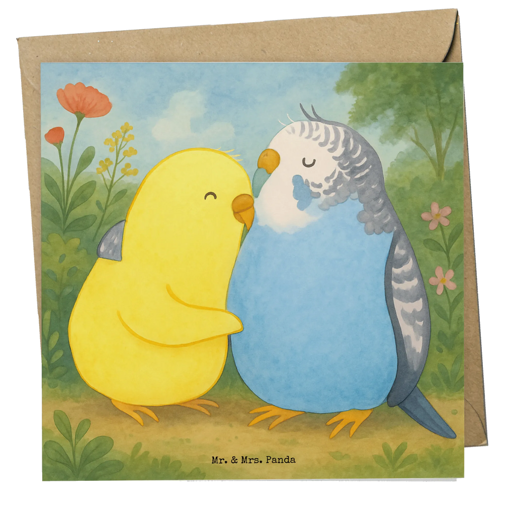 Deluxe Karte Wellensittich Liebe Design Karte, Grußkarte, Klappkarte, Einladungskarte, Glückwunschkarte, Hochzeitskarte, Geburtstagskarte, Hochwertige Grußkarte, Hochwertige Klappkarte, Liebe, Partner, Freund, Freundin, Ehemann, Ehefrau, Heiraten, Verlobung, Heiratsantrag, Liebesgeschenk, Jahrestag, Hocheitstag, Vögel, Wellensittich, Nähe, Kuscheln, Vertrauen