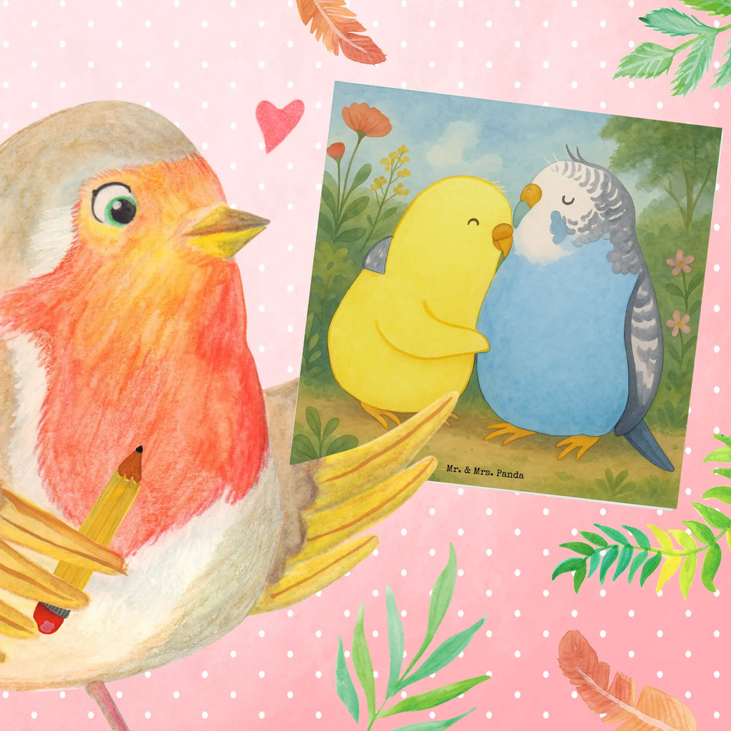 Deluxe Karte Wellensittich Liebe Design Karte, Grußkarte, Klappkarte, Einladungskarte, Glückwunschkarte, Hochzeitskarte, Geburtstagskarte, Hochwertige Grußkarte, Hochwertige Klappkarte, Liebe, Partner, Freund, Freundin, Ehemann, Ehefrau, Heiraten, Verlobung, Heiratsantrag, Liebesgeschenk, Jahrestag, Hocheitstag, Vögel, Wellensittich, Nähe, Kuscheln, Vertrauen