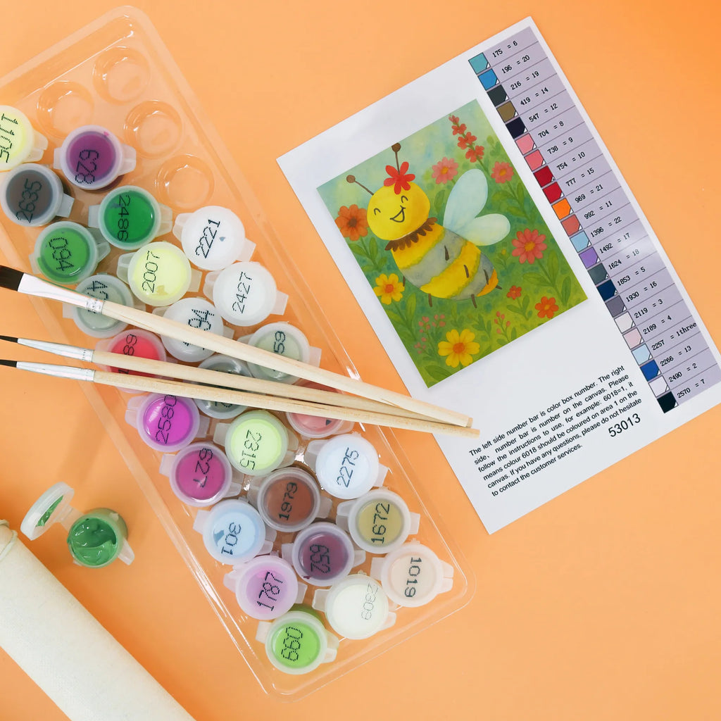 Paint by Numbers bee flower Design Baseln, Bastelidee, Ausmalbild, Kunstwerk, Malen nach Zahlen, Künstler, DIY, Kreativität, Malen, Biene, Wespe, Hummel