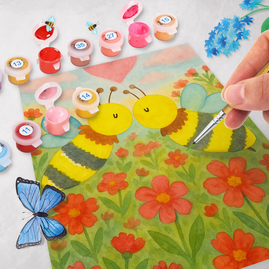 Paint by Numbers bee Love Design Malen nach Zahlen, Kunstwerk, Ausmalbild, Biene, Wespe, Hummel
