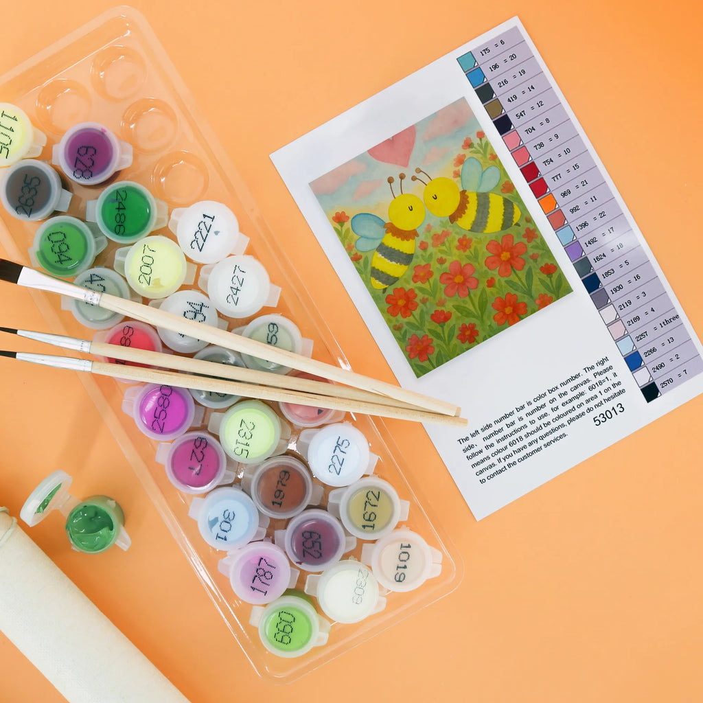 Paint by Numbers bee Love Design Malen nach Zahlen, Kunstwerk, Ausmalbild, Biene, Wespe, Hummel