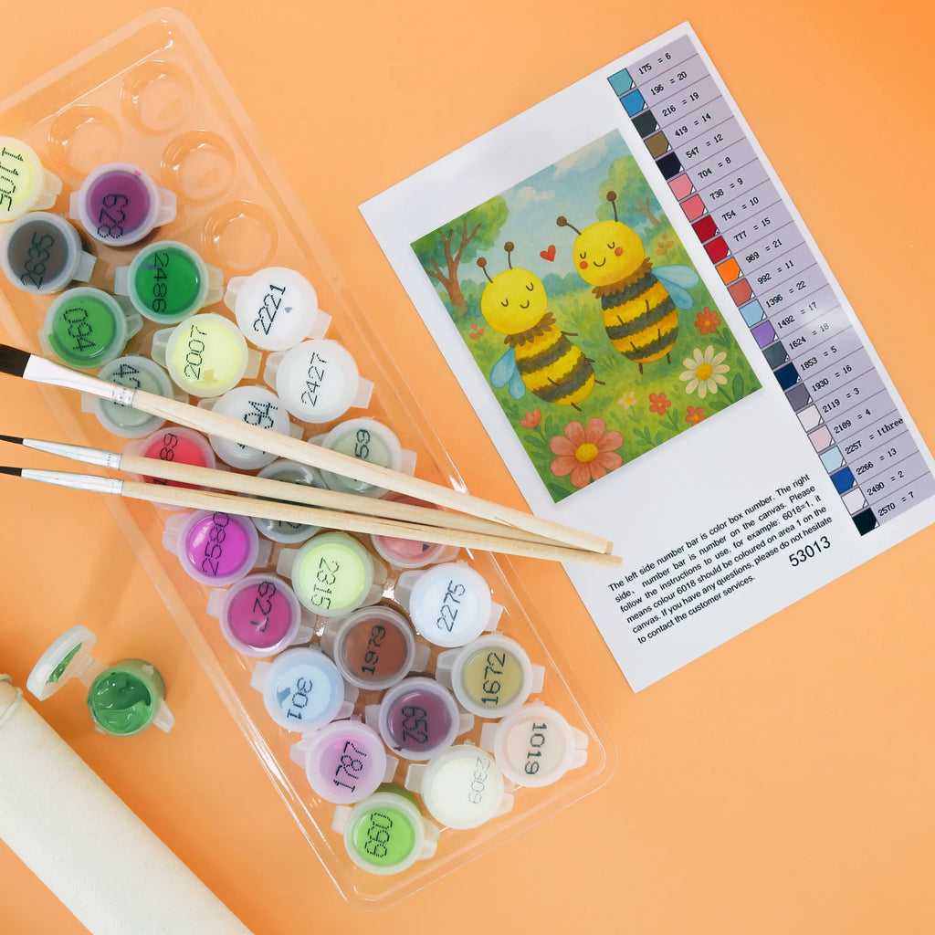 Malen nach Zahlen Biene Verliebt Design Kreativität, DIY, Künstler, Malen, Kunstwerk, Malen nach Zahlen, Ausmalbild, Bastelidee, Baseln, Biene, Wespe, Hummel