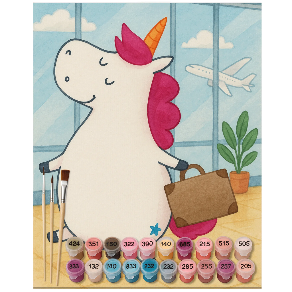 Paint by Numbers unicorn Suitcase Design Bastelidee, Malen nach Zahlen, Ausmalbild, Baseln, DIY, Künstler, Kreativität, Malen, Kunstwerk, Einhorn, Einhörner, Einhorn Deko, Unicorn, albern, Spaß, lustig, Koffer, Reise, Kind, witzig, Erwachsen, Gepäck, Verreisen, Abenteuer, unicorn