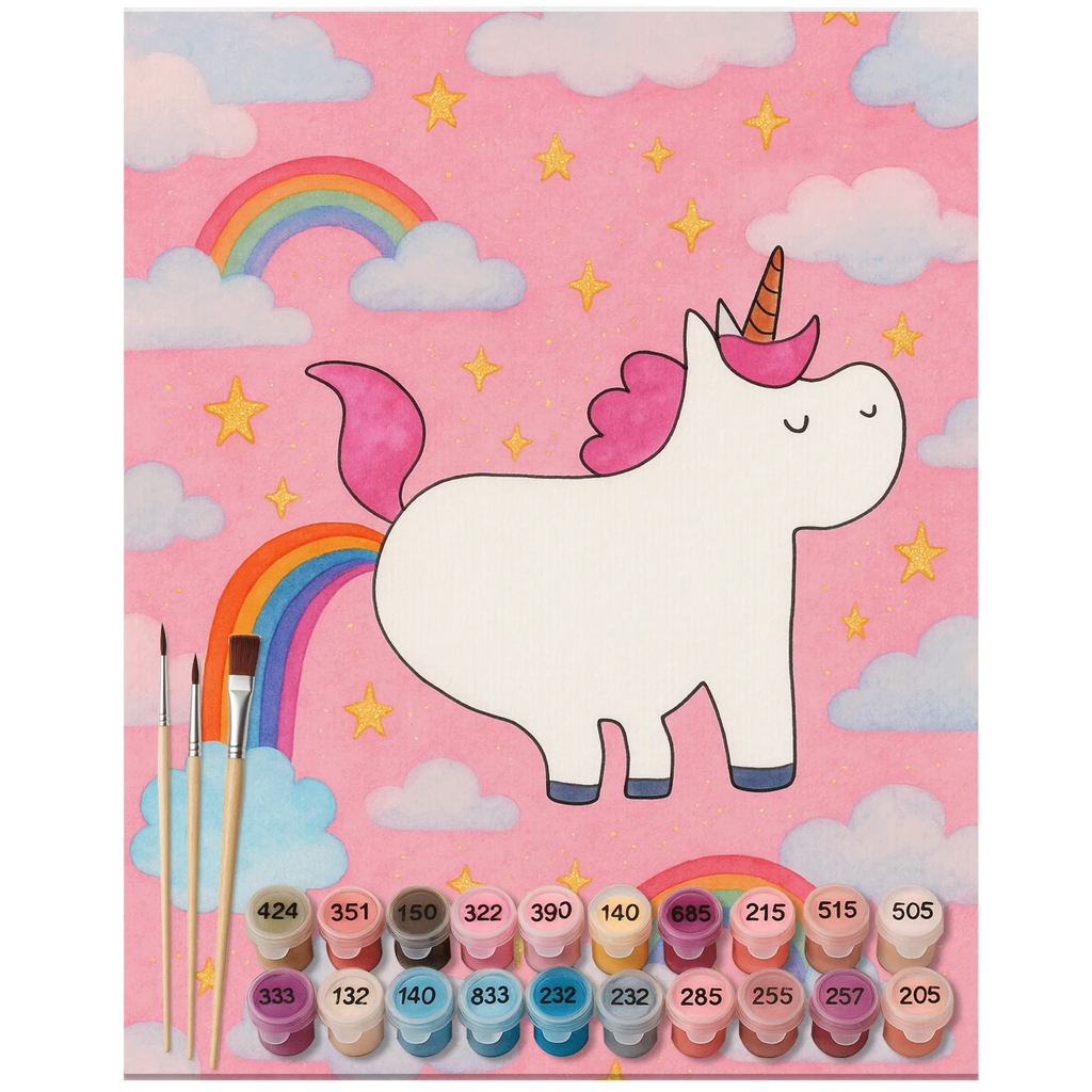 Malowanie według numerów Jednorożec puszczać bąki Design Jednorożec, jednorożce, dekoracje jednorożca, jednorożec