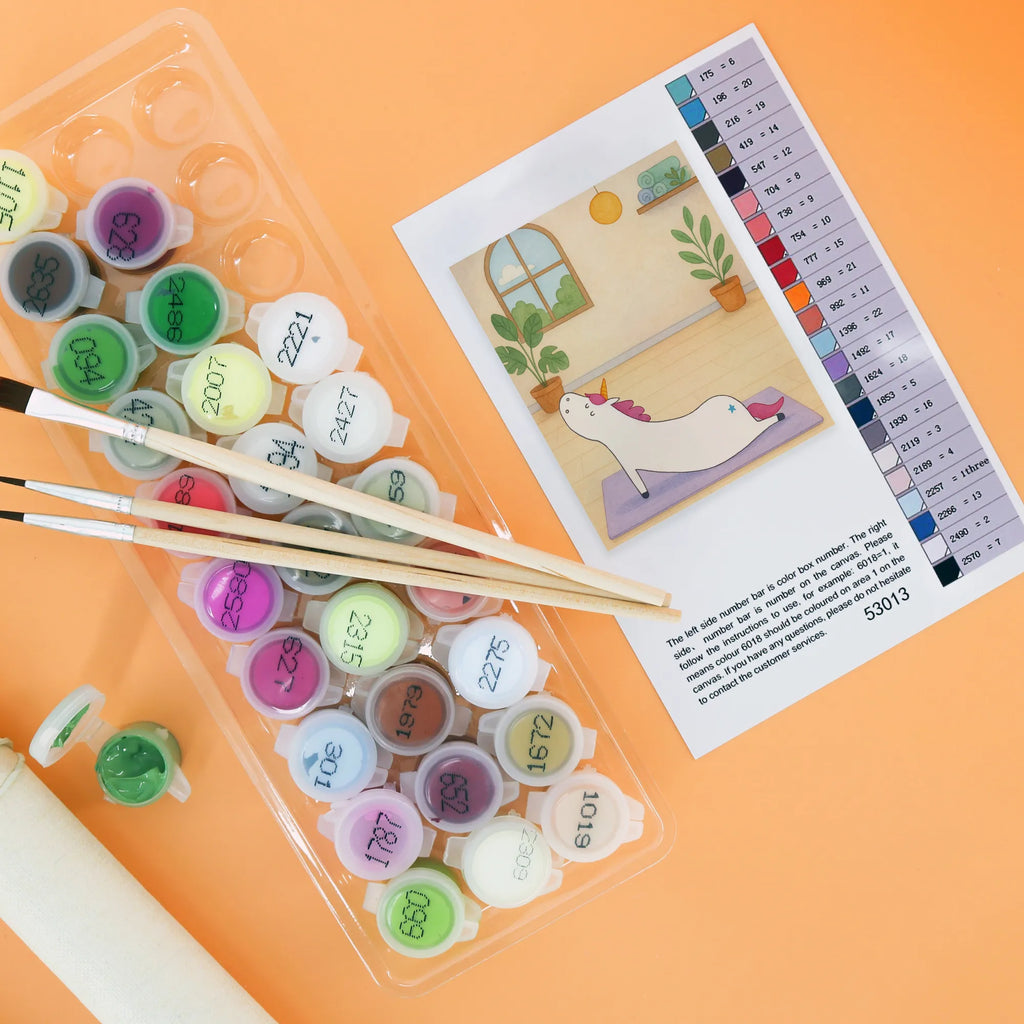 Malowanie według numerów jednorożec joga Design Bastelidee, Malen nach Zahlen, Malen, Künstler, DIY, Kunstwerk, Baseln, Ausmalbild, Kreativität, Einhorn, Einhörner, Einhorn Deko, Unicorn, Achtsamkeit, Namaste, witzig, Joga, Yogamatte, Entspannung, süß, Sport, lustig, Yoga