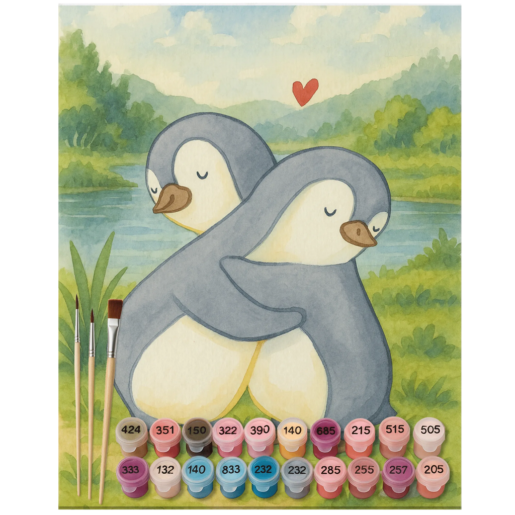 Paint by Numbers penguins Cuddle Design Love, Loving, Two, Together, Marriage, Engagement, Proposal of marriage, Love gift, gift for her, gift for him, anniversary gift, Valentine&#39;s Day Gift for Women Love Gift Anniversary Wedding Anniversary Party Favor Gift for Girlfriend Gift for Partner Boyfriend Gift Token of Love for Men for Husband