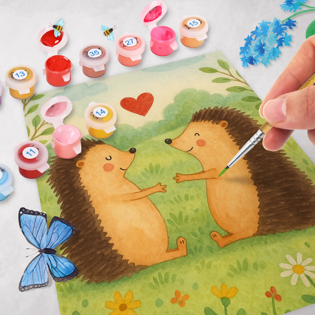 Paint by Numbers Hedgehogs in love Design Künstler, Ausmalbild, Kunstwerk, Bastelidee, Kreativität, Baseln, Malen nach Zahlen, Malen, DIY, Liebe, Partner, Freund, Freundin, Ehemann, Ehefrau, Heiraten, Verlobung, Heiratsantrag, Liebesgeschenk, Jahrestag, Hocheitstag, Liebesbeweis, Verheiratet, Hochzeitstag, Verlobt, Igel, Hochzeit, Verliebt, Geschenk