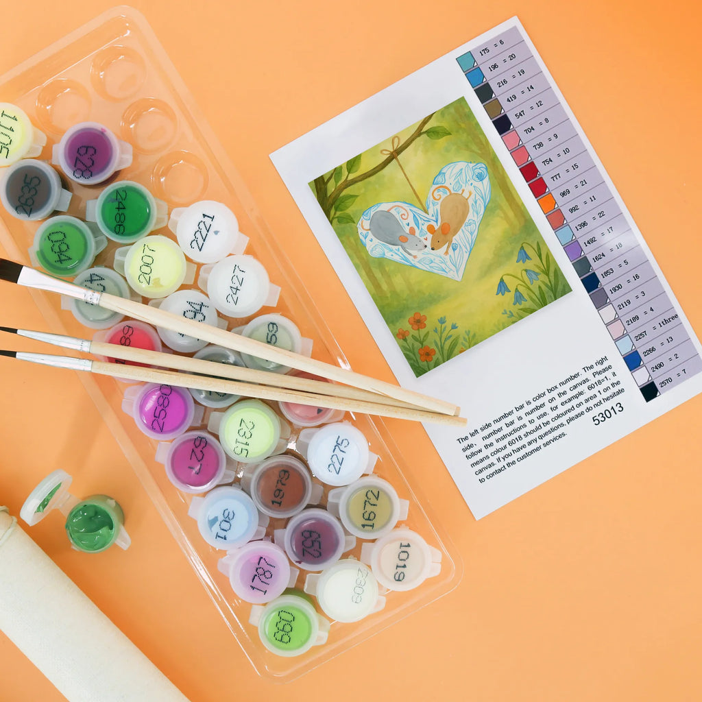 Paint by Numbers Mice heart Design Kreativität, Baseln, Malen, Malen nach Zahlen, Kunstwerk, Künstler, Bastelidee, DIY, Ausmalbild, Liebe, Partner, Freund, Freundin, Ehemann, Ehefrau, Heiraten, Verlobung, Heiratsantrag, Liebesgeschenk, Jahrestag, Hocheitstag, Mäuse, Liebesbeweis, Love, Hochzeit, Geschenk für zwei, Maus, Liebesbotschaft, Lieblingsmensch, Gemeinsamkeit