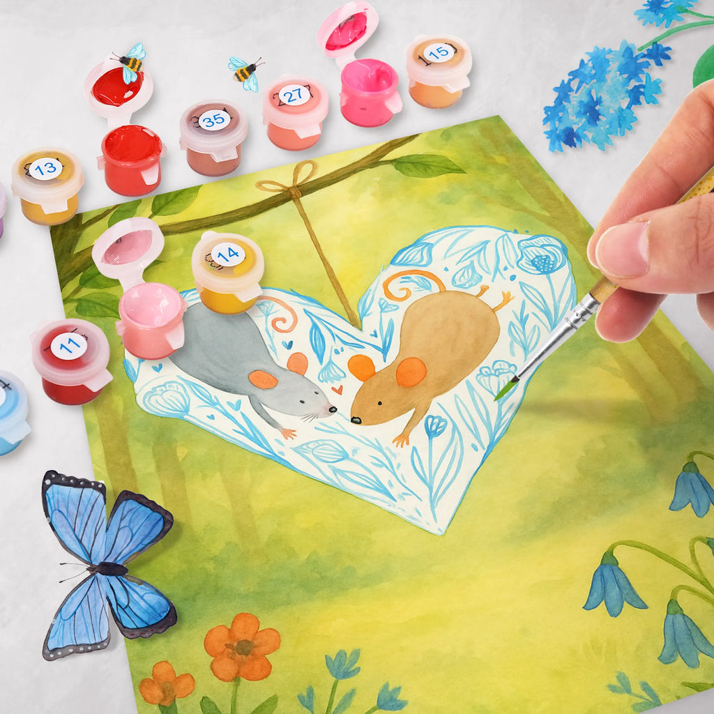 Paint by Numbers Mice heart Design Kreativität, Baseln, Malen, Malen nach Zahlen, Kunstwerk, Künstler, Bastelidee, DIY, Ausmalbild, Liebe, Partner, Freund, Freundin, Ehemann, Ehefrau, Heiraten, Verlobung, Heiratsantrag, Liebesgeschenk, Jahrestag, Hocheitstag, Mäuse, Liebesbeweis, Love, Hochzeit, Geschenk für zwei, Maus, Liebesbotschaft, Lieblingsmensch, Gemeinsamkeit