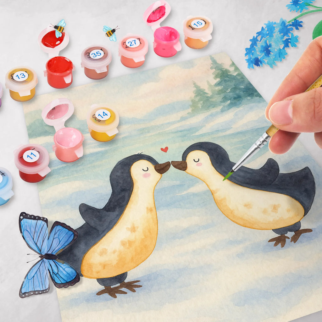 Malowanie według numerów Pingwin Miłość Design Miłość, partner, przyjaciel, przyjaciółka, mąż, żona, wesele, zaręczyny, prośba o rękę, prezent miłosny, rocznica, dzień ślubu