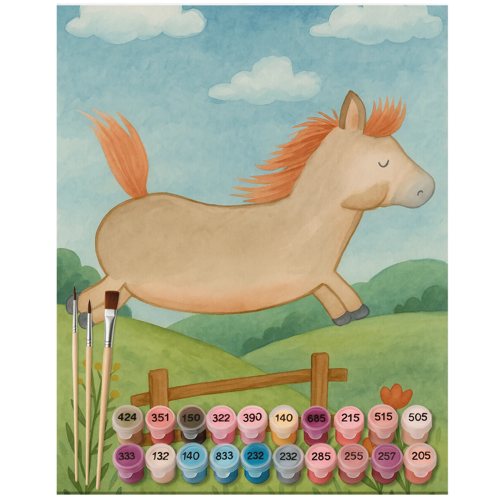 Paint by Numbers Horse Jump Design farm, farm animals, animals, horse stable, riding out, riding, stable, pony, horses, horse, horse owner