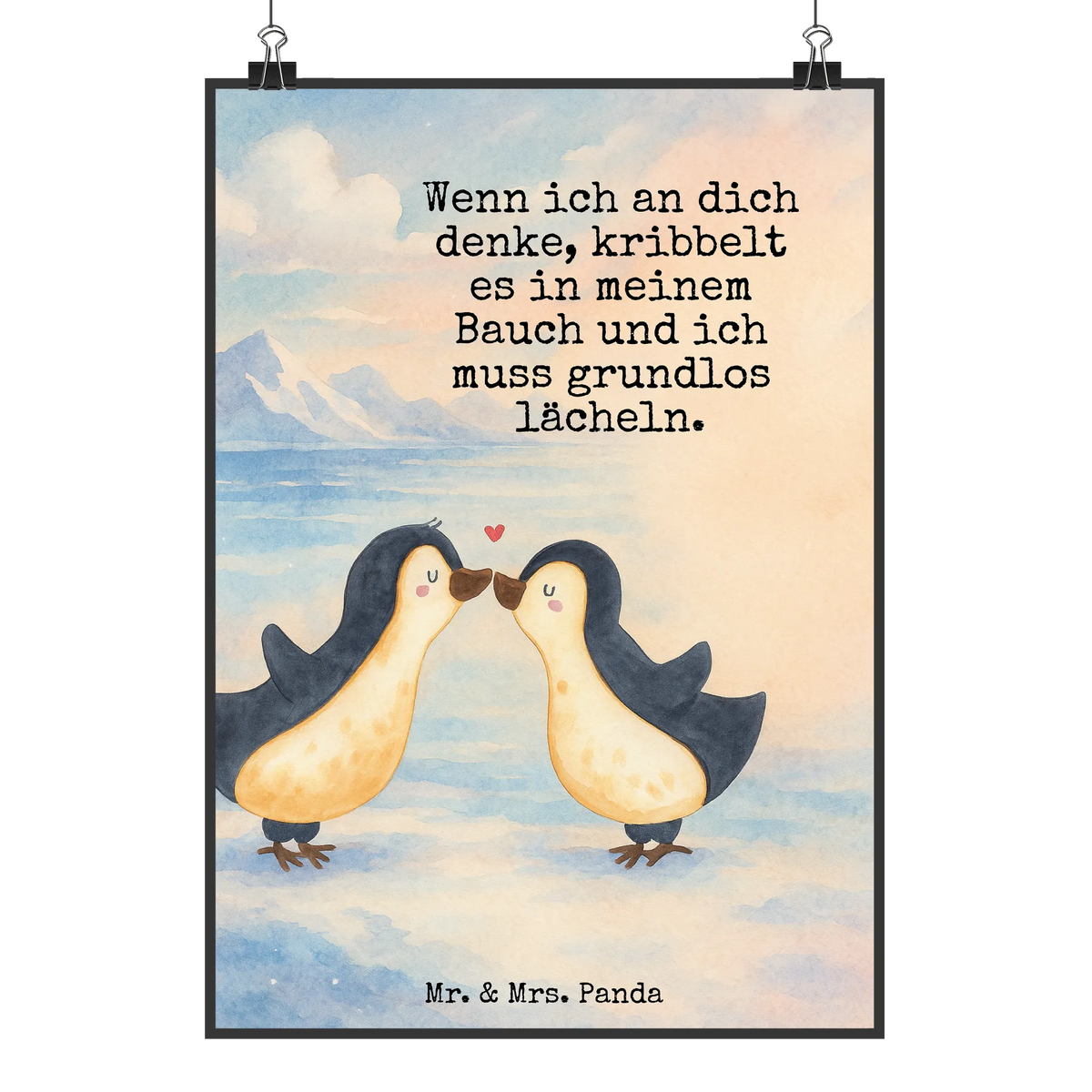 Plakat Pingwiny Pocałunek Design wesele, przyjaciel, prośba o rękę, dzień ślubu, zaręczyny, Miłość, żona, prezent miłosny, mąż, przyjaciółka, rocznica