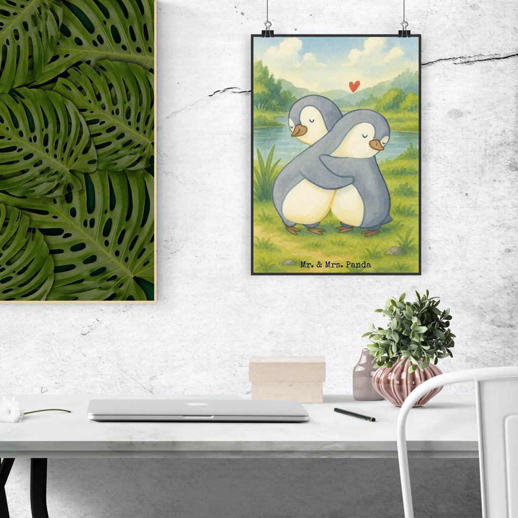 Poster penguins Cuddle Design Wanddekoration, Bild, Poster, Designposter, Kinderposter, Handgemaltes Poster, Kunstdruck, Wanddeko Bild, Küchenposter, Posterdruck, Raumdekoration, Wanddeko, Wandposter, Mr. & Mrs. Panda Poster, Liebe, Partner, Freund, Freundin, Ehemann, Ehefrau, Heiraten, Verlobung, Heiratsantrag, Liebesgeschenk, Jahrestag, Hocheitstag, für Ehemann, Geschenk für Partner, Valentinstag, für Männer, Hochzeitstag, Geschenk für Freundin, Mitbringsel, Geschenk für Frauen, Liebesbeweis