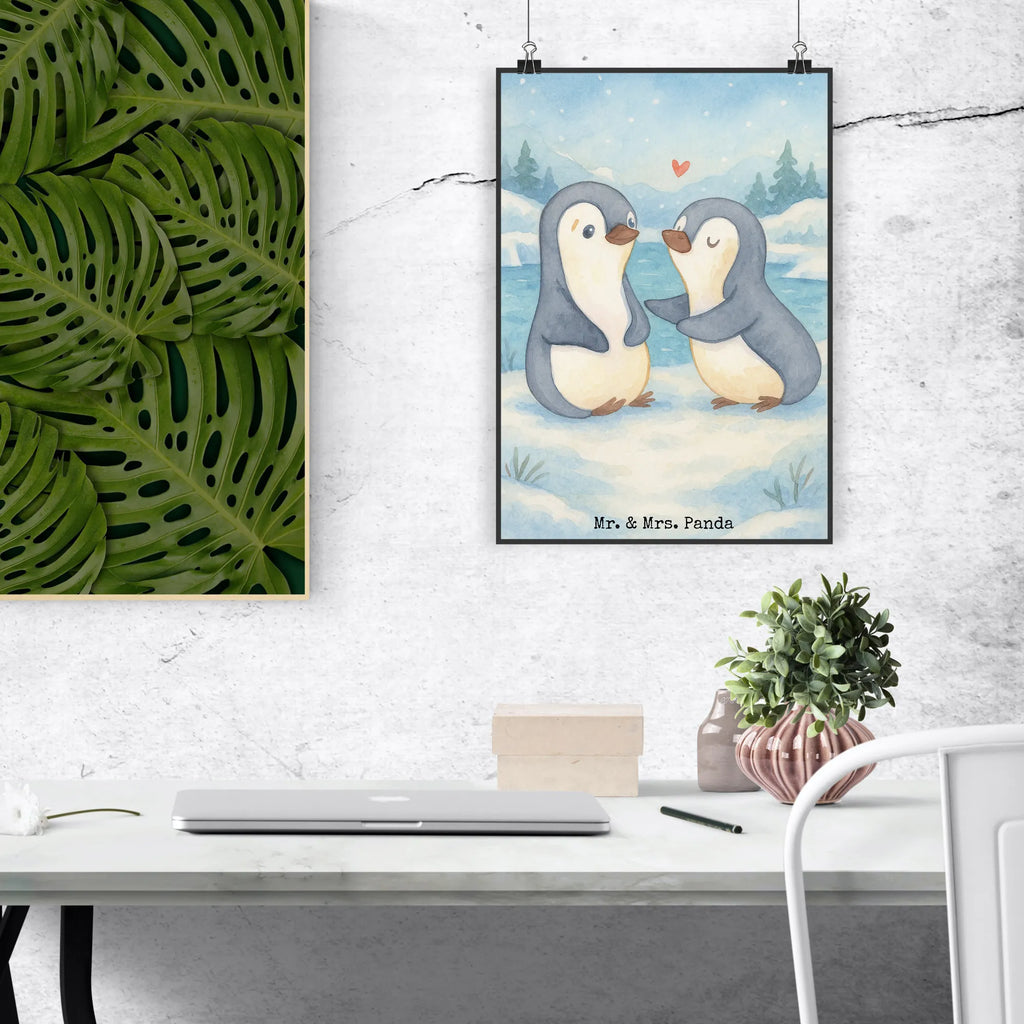 Poster Pinguine trösten Design Designposter, Mr. & Mrs. Panda Poster, Wanddeko Bild, Kinderposter, Wanddeko, Küchenposter, Raumdekoration, Handgemaltes Poster, Posterdruck, Wandposter, Bild, Kunstdruck, Wanddekoration, Poster, Liebe, Partner, Freund, Freundin, Ehemann, Ehefrau, Heiraten, Verlobung, Heiratsantrag, Liebesgeschenk, Jahrestag, Hocheitstag, Liebesbeweis, Hochzeitstag, Mitbringsel, Geschenk für Partner, für Ehemann, Geschenk für Frauen, für Männer, Geschenk für Freundin, Valentinstag