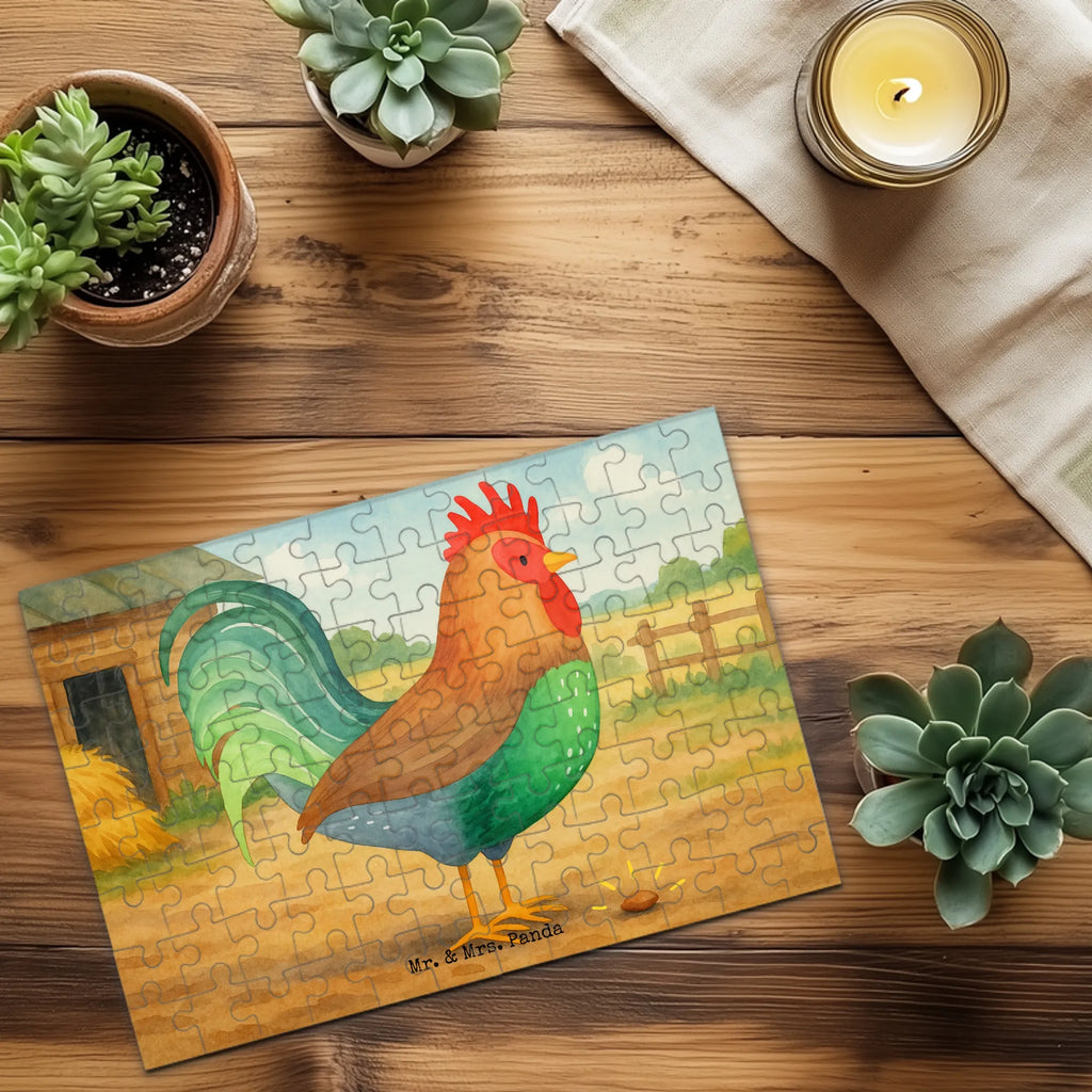Puzzle kogut ziarno Design Puzzle, Bauernhof, Hoftiere, Landwirt, Landwirtin, Natur, Henne, Eier, Korn, Hahn