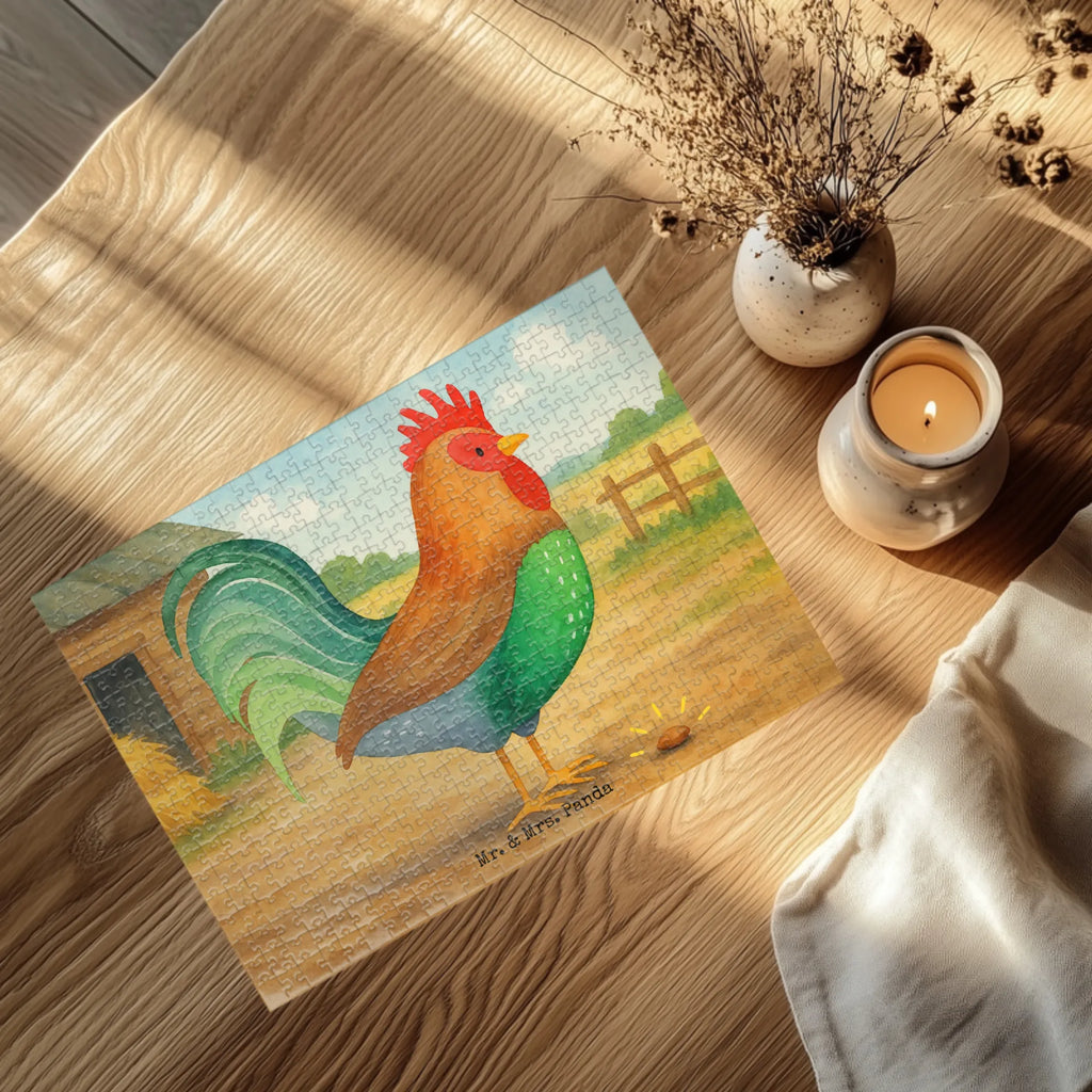 Puzzle kogut ziarno Design Puzzle, Bauernhof, Hoftiere, Landwirt, Landwirtin, Natur, Henne, Eier, Korn, Hahn