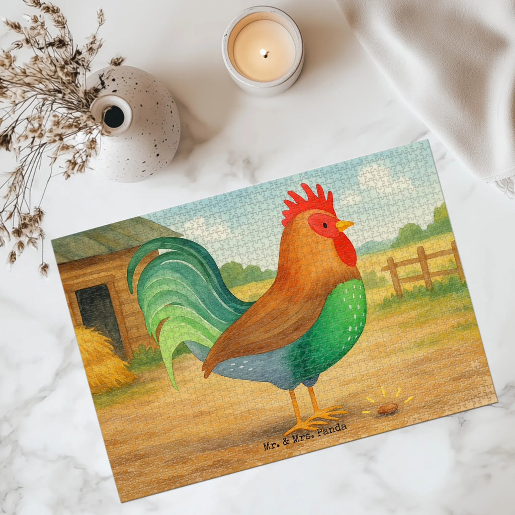 Puzzle kogut ziarno Design Puzzle, Bauernhof, Hoftiere, Landwirt, Landwirtin, Natur, Henne, Eier, Korn, Hahn