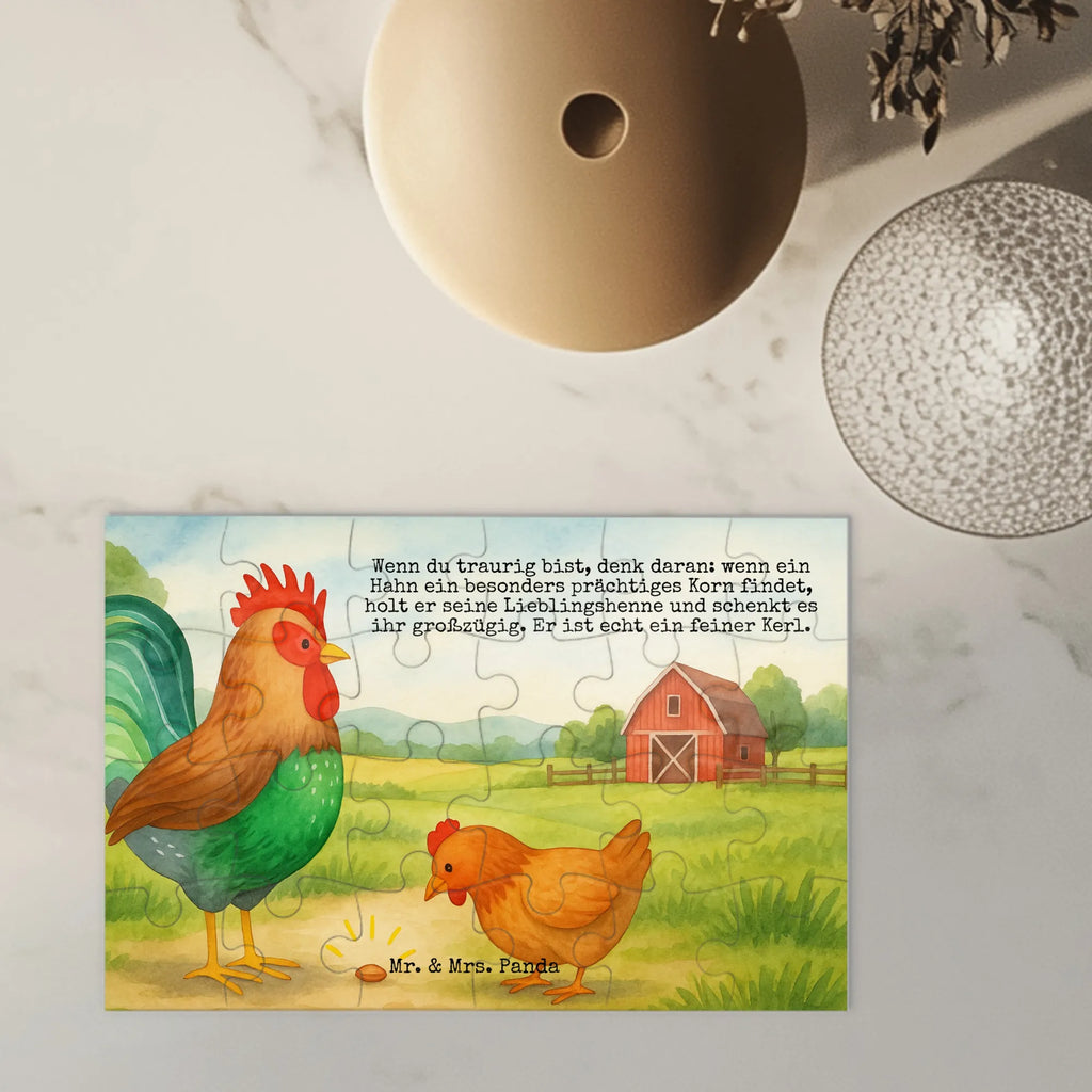 Puzzle kogut ziarno Design Puzzle, Bauernhof, Hoftiere, Landwirt, Landwirtin, Natur, Henne, Eier, Korn, Hahn