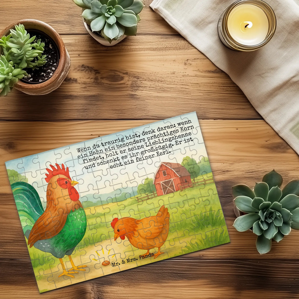 Puzzle kogut ziarno Design Puzzle, Bauernhof, Hoftiere, Landwirt, Landwirtin, Natur, Henne, Eier, Korn, Hahn