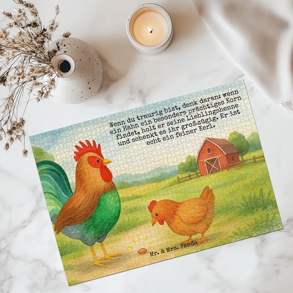 Puzzle kogut ziarno Design Puzzle, Bauernhof, Hoftiere, Landwirt, Landwirtin, Natur, Henne, Eier, Korn, Hahn