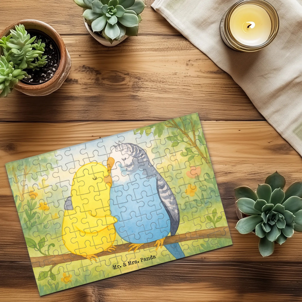 Puzzle Wellensittich Liebe Design Puzzle, Freundin, Partner, Ehemann, Liebe, Ehefrau, Jahrestag, Heiraten, Heiratsantrag, Freund, Hocheitstag, Verlobung, Liebesgeschenk, Wellensittich, Vögel, Kuscheln, Vertrauen, Nähe