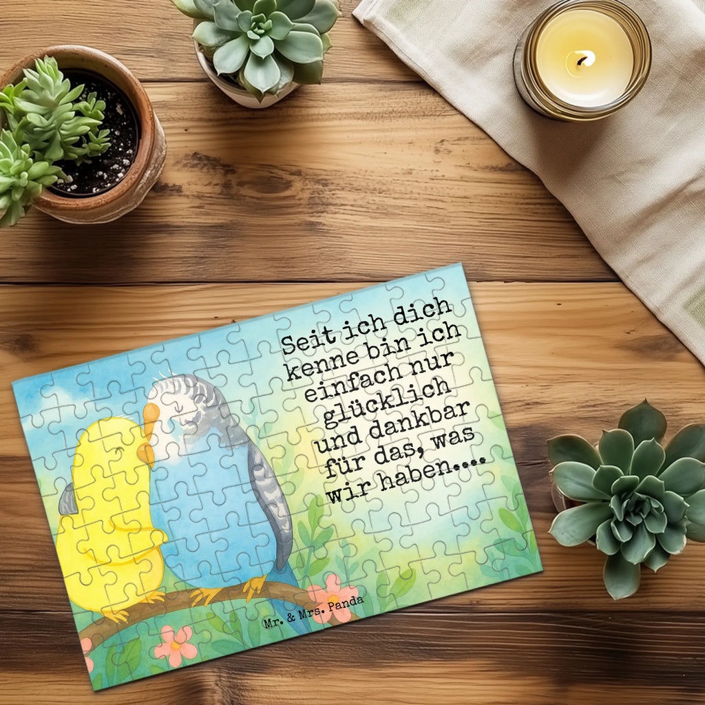 Puzzle Wellensittich Liebe Design Puzzle, Freundin, Partner, Ehemann, Liebe, Ehefrau, Jahrestag, Heiraten, Heiratsantrag, Freund, Hocheitstag, Verlobung, Liebesgeschenk, Wellensittich, Vögel, Kuscheln, Vertrauen, Nähe