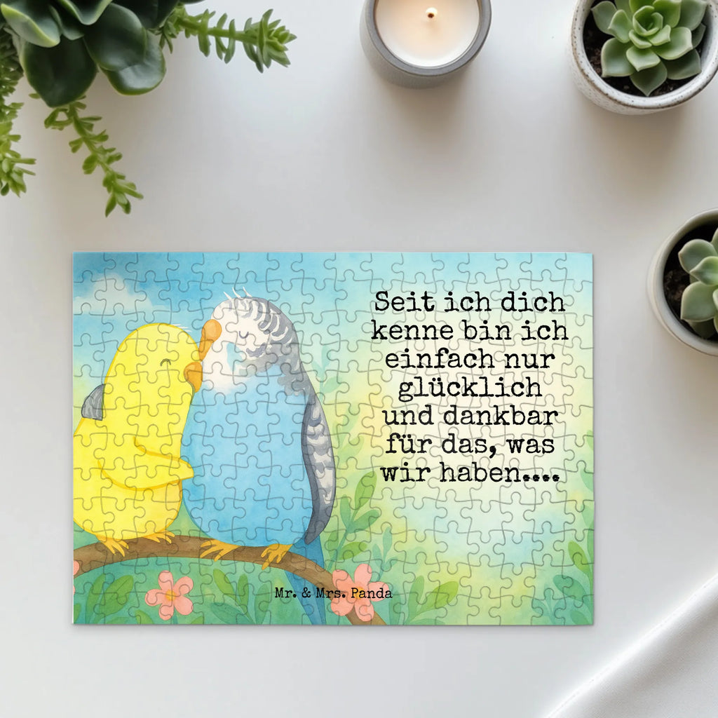 Puzzle Wellensittich Liebe Design Puzzle, Freundin, Partner, Ehemann, Liebe, Ehefrau, Jahrestag, Heiraten, Heiratsantrag, Freund, Hocheitstag, Verlobung, Liebesgeschenk, Wellensittich, Vögel, Kuscheln, Vertrauen, Nähe