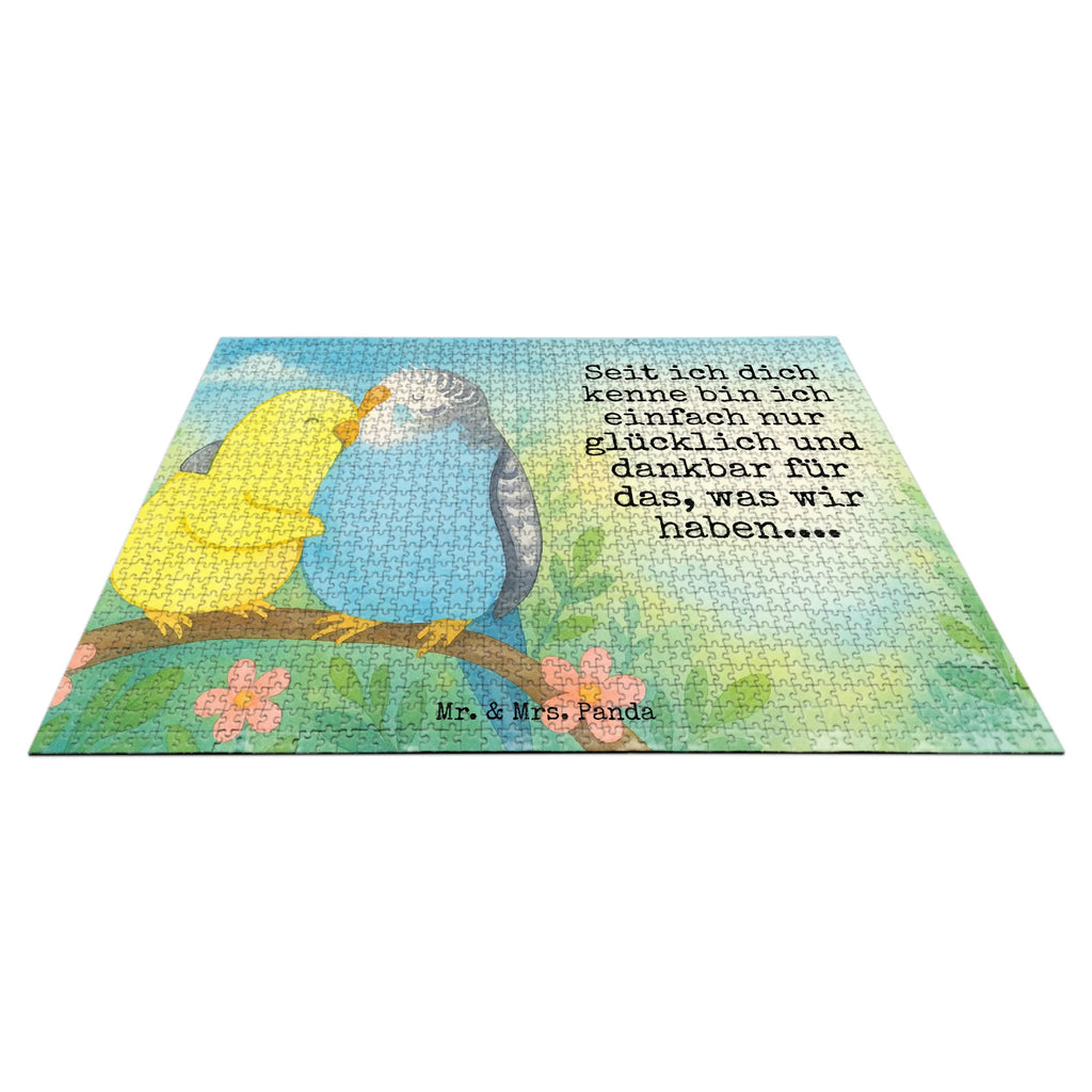 Puzzle Wellensittich Liebe Design Puzzle, Freundin, Partner, Ehemann, Liebe, Ehefrau, Jahrestag, Heiraten, Heiratsantrag, Freund, Hocheitstag, Verlobung, Liebesgeschenk, Wellensittich, Vögel, Kuscheln, Vertrauen, Nähe