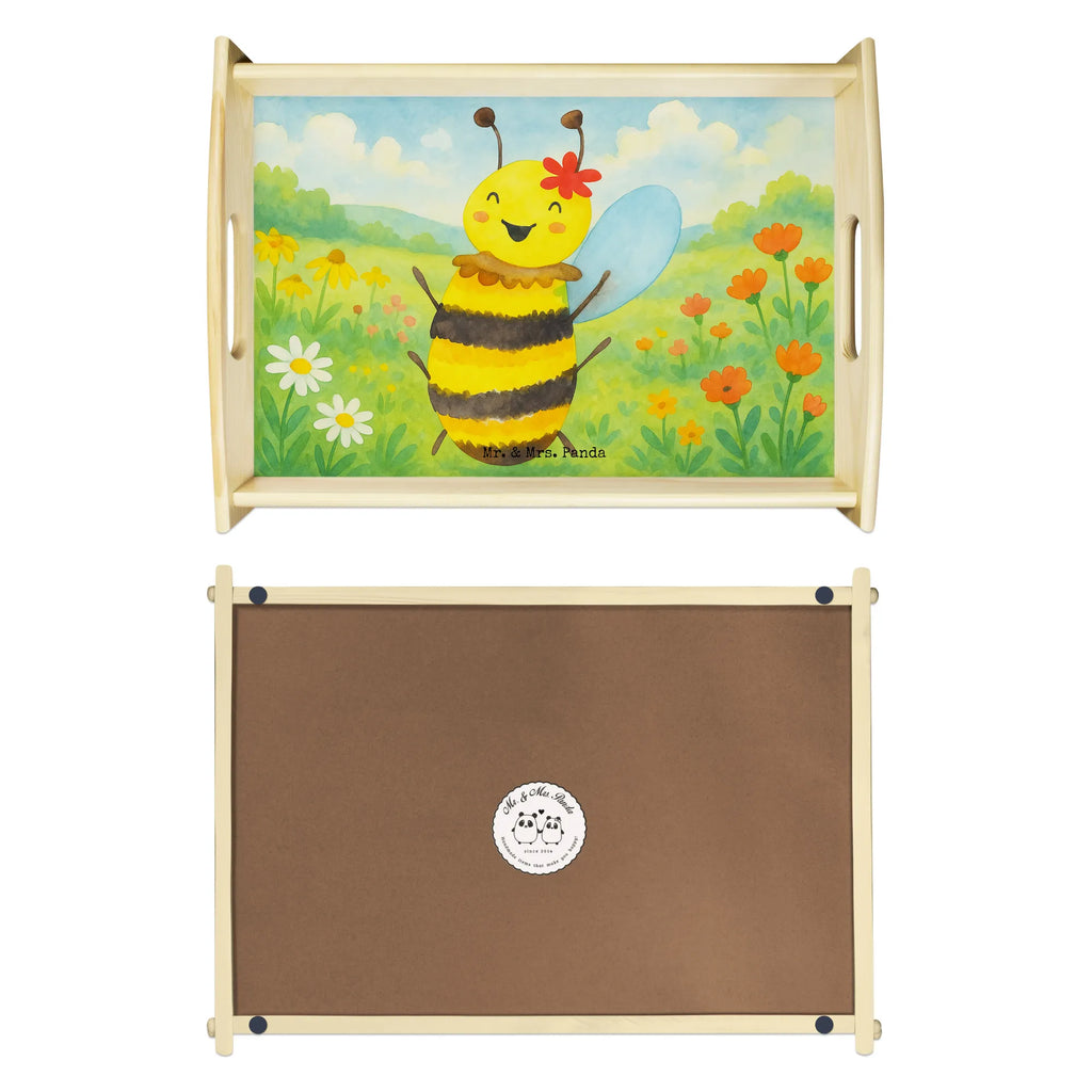 Serving tray bee happy Design Serviertablett, Tablett, Holztablett, Küchentablett, Dekotablett, Frühstückstablett, Biene, Wespe, Hummel