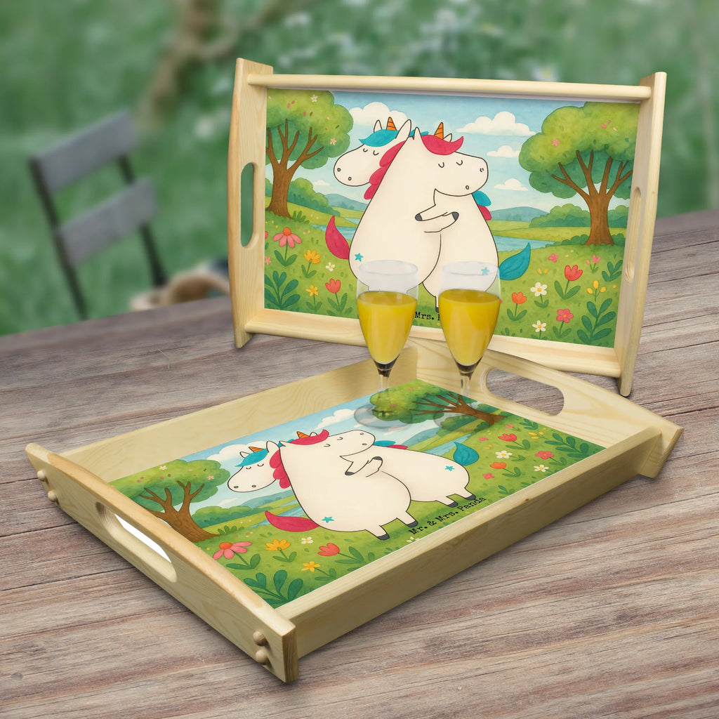 Serviertablett Einhörner Umarmen Design Serviertablett, Tablett, Holztablett, Küchentablett, Dekotablett, Frühstückstablett, Einhorn, Einhörner, Einhorn Deko, Unicorn, Freundinnen, Freundin, BFF, Schwester, Schwestern, Familie, Geschwister, Sister, Liebe