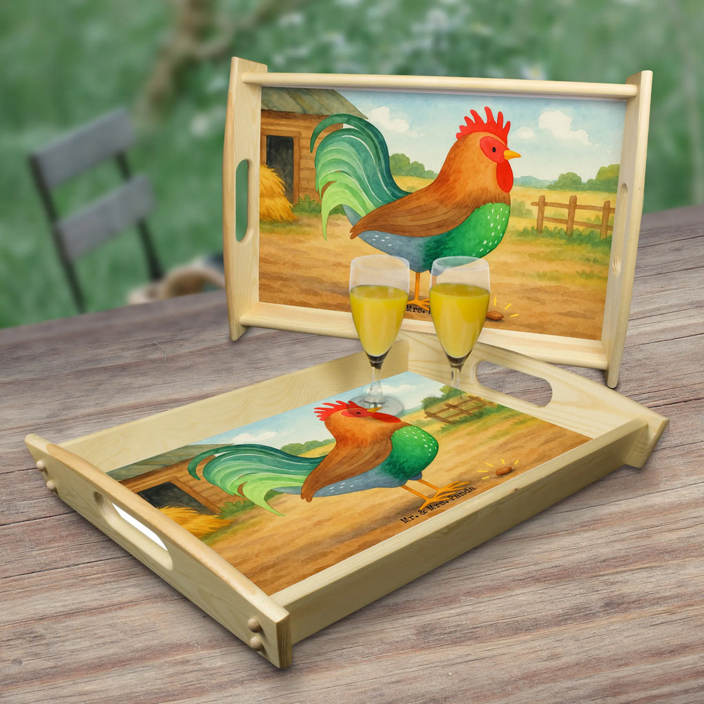 Serviertablett Hahn Korn Design Holztablett, Tablett, Küchentablett, Serviertablett, Dekotablett, Frühstückstablett, Bauernhof, Hoftiere, Landwirt, Landwirtin, Korn, Henne, Hahn, Eier, Natur