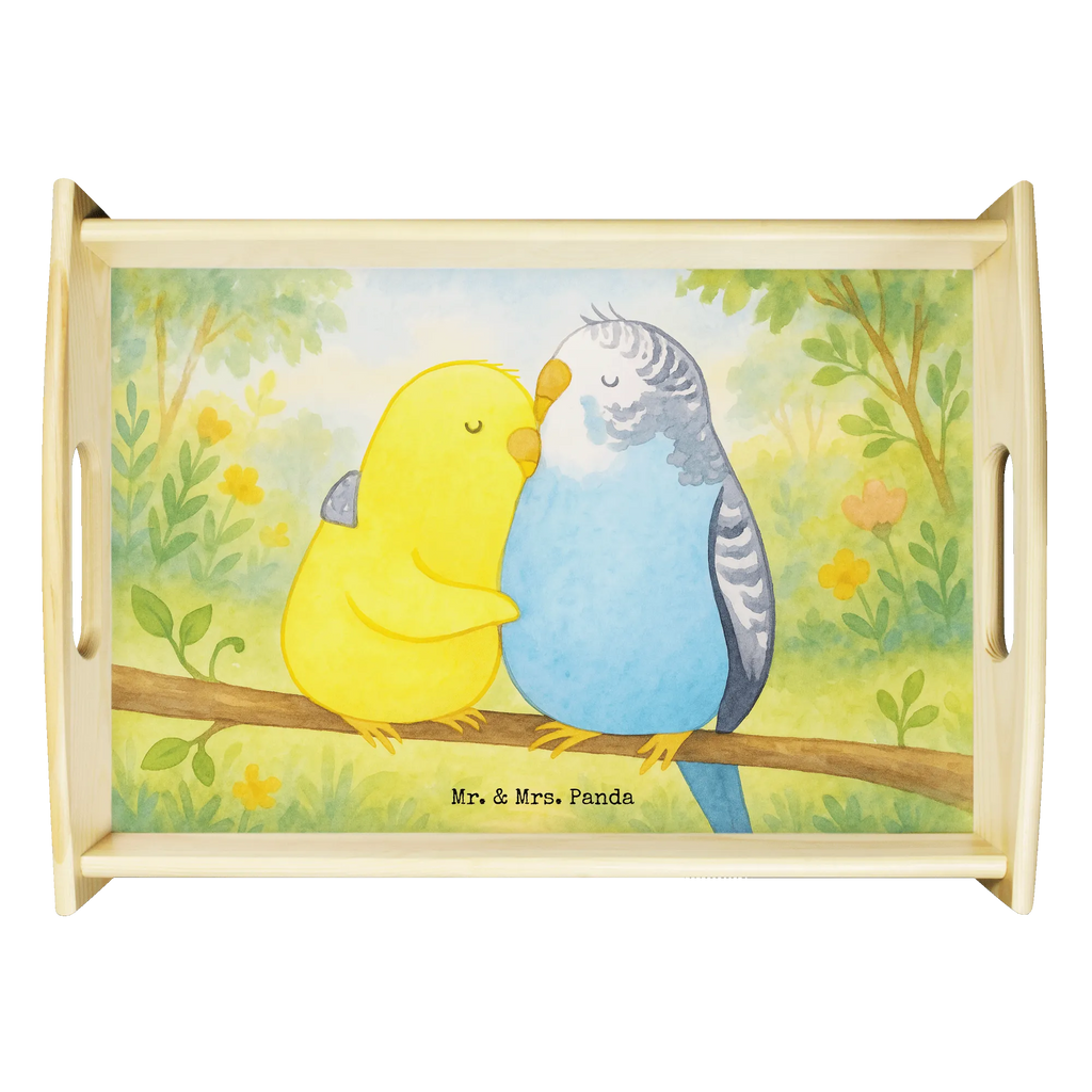 Serving tray Parakeets in love Design Frühstückstablett, Tablett, Holztablett, Küchentablett, Dekotablett, Serviertablett, Liebe, Partner, Freund, Freundin, Ehemann, Ehefrau, Heiraten, Verlobung, Heiratsantrag, Liebesgeschenk, Jahrestag, Hocheitstag, Vertrauen, Vögel, Wellensittich, Nähe, Kuscheln