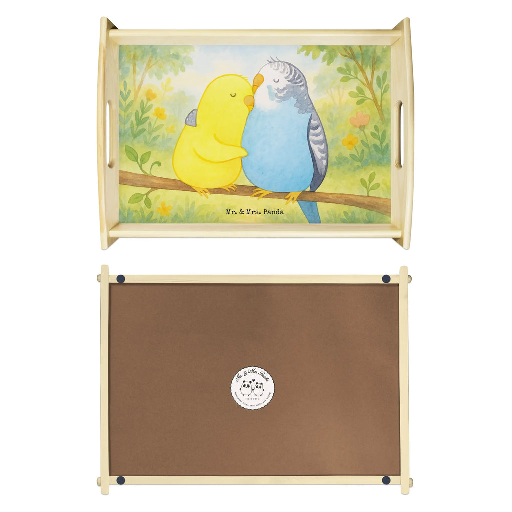 Serving tray Parakeets in love Design Frühstückstablett, Tablett, Holztablett, Küchentablett, Dekotablett, Serviertablett, Liebe, Partner, Freund, Freundin, Ehemann, Ehefrau, Heiraten, Verlobung, Heiratsantrag, Liebesgeschenk, Jahrestag, Hocheitstag, Vertrauen, Vögel, Wellensittich, Nähe, Kuscheln