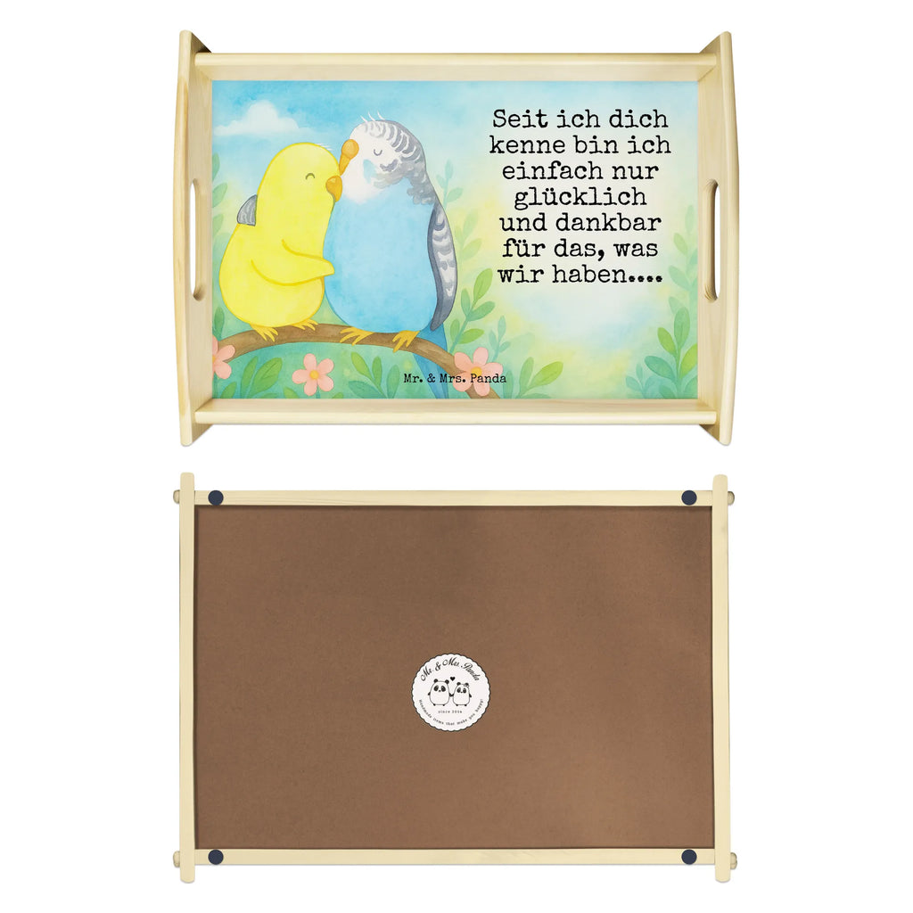 Serving tray Parakeets in love Design Frühstückstablett, Tablett, Holztablett, Küchentablett, Dekotablett, Serviertablett, Liebe, Partner, Freund, Freundin, Ehemann, Ehefrau, Heiraten, Verlobung, Heiratsantrag, Liebesgeschenk, Jahrestag, Hocheitstag, Vertrauen, Vögel, Wellensittich, Nähe, Kuscheln