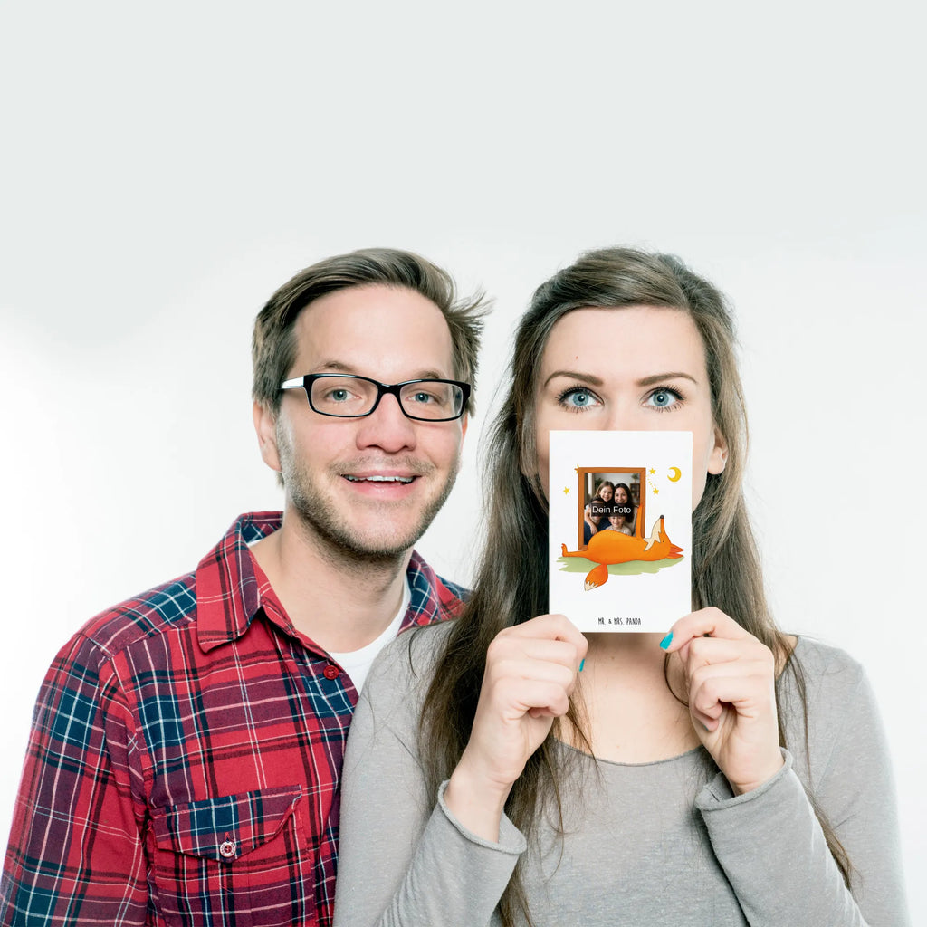 Personalisierte Foto Postkarte Fuchs Sterne Design Personalisierte Foto Postkarte, Fuchs, Füchse, tröstende Worte, Spruch positiv, Spruch schön, Romantik, Always Look on the Bright Side of Life