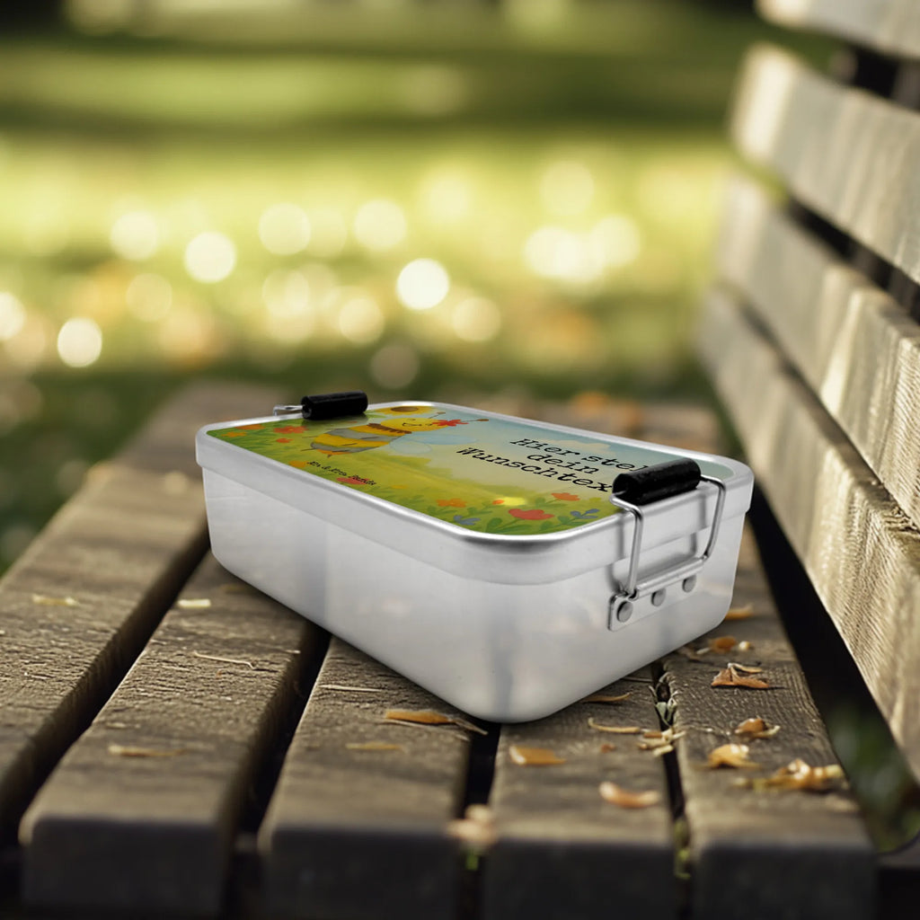 Personalized Metal Lunch Box bee flower Design Brotdose, Brotdose mit Namen, Schule, Uni, Brotbox mit Namen, Kindergarten, Geschenk mit Namen, Brotbox, Biene, Wespe, Hummel