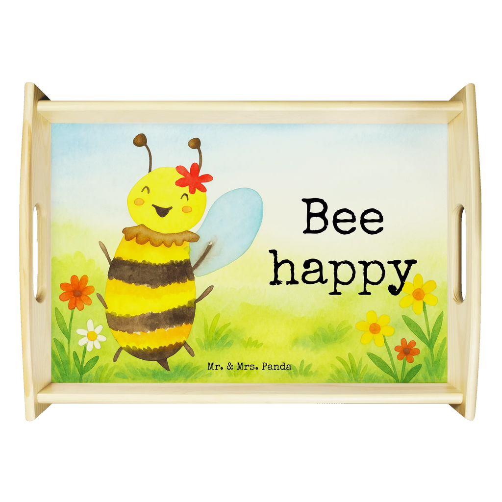 Serving tray bee happy Design Serviertablett, Tablett, Holztablett, Küchentablett, Dekotablett, Frühstückstablett, Biene, Wespe, Hummel