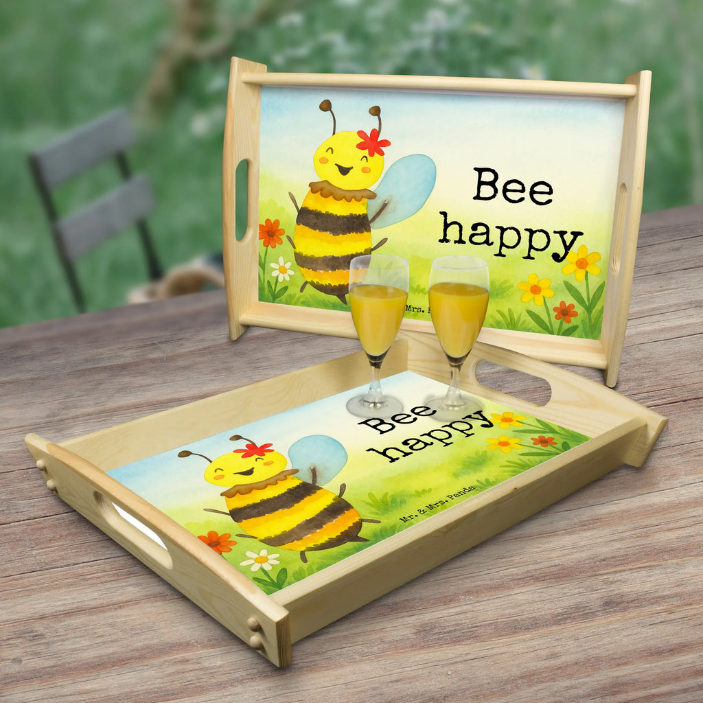 Serving tray bee happy Design Serviertablett, Tablett, Holztablett, Küchentablett, Dekotablett, Frühstückstablett, Biene, Wespe, Hummel