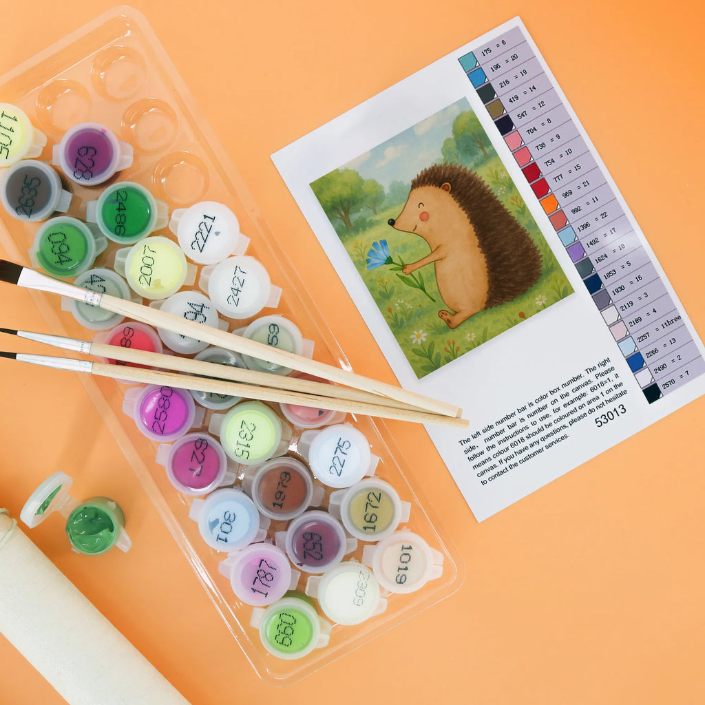 Malen nach Zahlen Igel Blumen Design Kunstwerk, Bastelidee, Malen nach Zahlen, DIY, Baseln, Ausmalbild, Kreativität, Künstler, Malen, Tiermotive, Gute Laune, lustige Sprüche, Tiere, Igel, krank, Besuch, Krankenhaus, Gute Besserung, Genesungswünsche, Krankheit