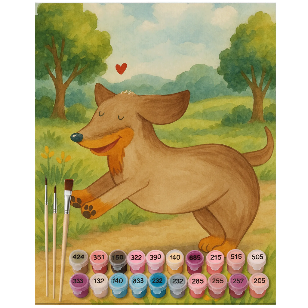 Paint by Numbers Dog dachshund Design Baseln, Künstler, DIY, Kreativität, Malen nach Zahlen, Bastelidee, Malen, Ausmalbild, Kunstwerk, Hund, Hundemotiv, Haustier, Hunderasse, Tierliebhaber, Hundebesitzer, Sprüche, Hunde, happy dog, Dackel, Dachshund