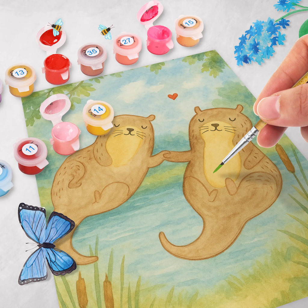 Malowanie według numerów wydra trzymać się za ręce Design Malen nach Zahlen, DIY, Baseln, Kreativität, Kunstwerk, Bastelidee, Ausmalbild, Künstler, Malen, Otter, Fischotter, Seeotter, Otter Seeotter See Otter