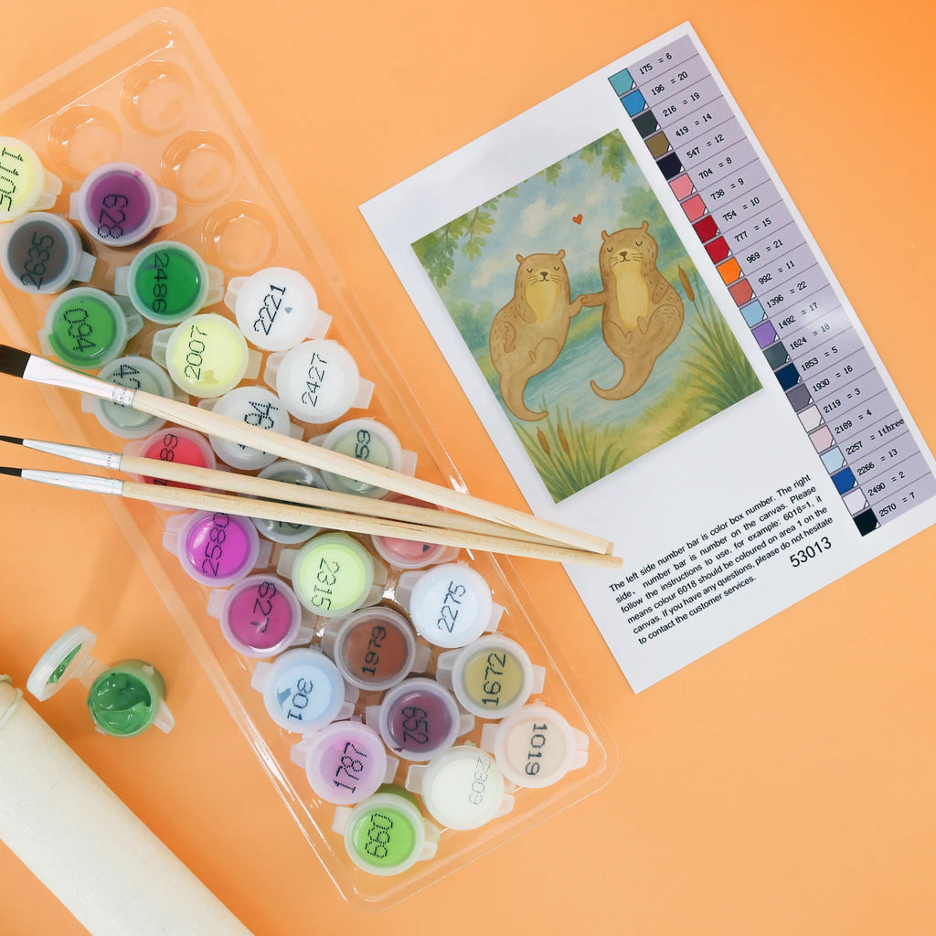 Malowanie według numerów wydra trzymać się za ręce Design Malen nach Zahlen, DIY, Baseln, Kreativität, Kunstwerk, Bastelidee, Ausmalbild, Künstler, Malen, Otter, Fischotter, Seeotter, Otter Seeotter See Otter