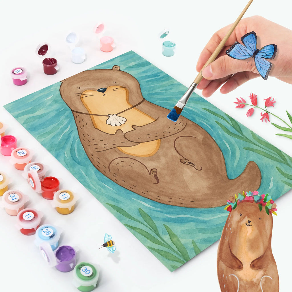 Malen nach Zahlen Otter Muschel Design Malen nach Zahlen, Ausmalbild, Kunstwerk, Otter, Fischotter, Seeotter, Otterliebe, Motivation, grübeln, Tagträumen, Büro, träumen