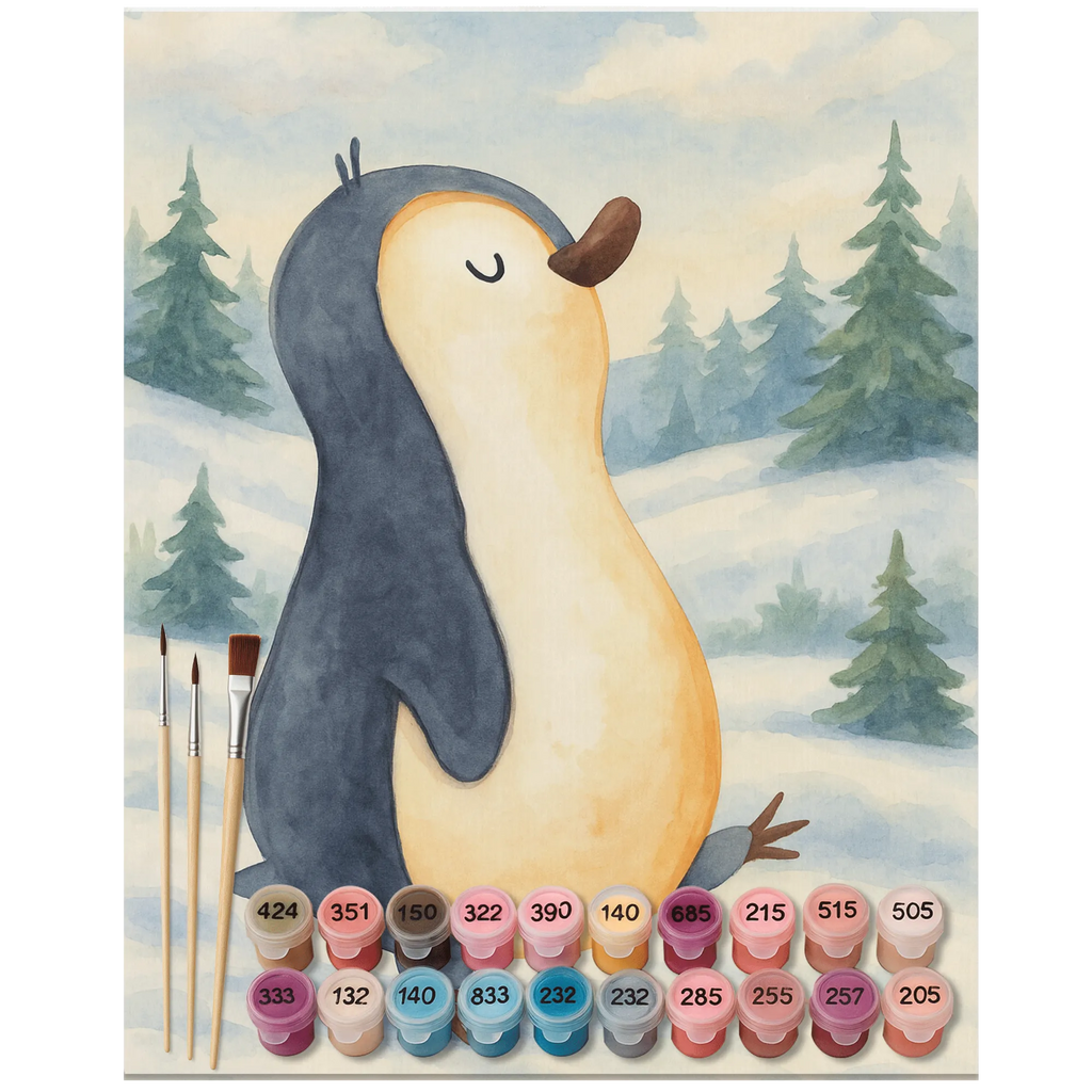 Malen nach Zahlen Pinguin marschieren Design Kreativität, DIY, Malen, Bastelidee, Künstler, Ausmalbild, Kunstwerk, Malen nach Zahlen, Baseln, Pinguin, Langschläfer, Familie, Frühaufsteher, Bruder, Pinguine, Schwester