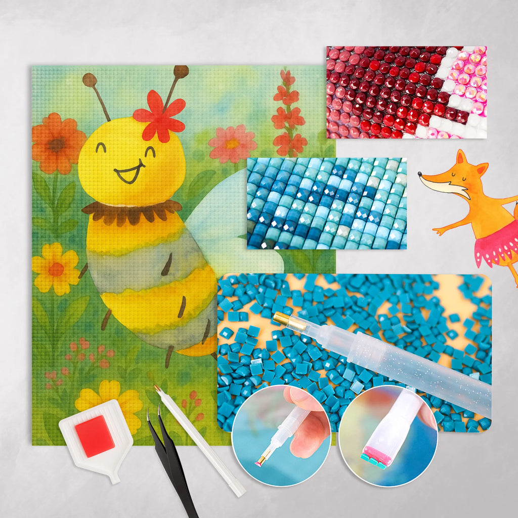 Diamond Painting bee flower Design Bee, wasp, bumblebee